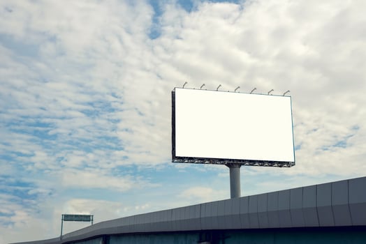 Billboard blank with blue sky for outdoor advertising poster photo