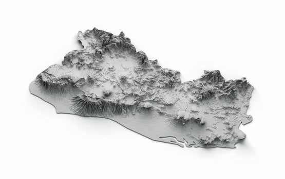 El Salvador Map Flag Shaded relief Color Height map on white Background 3d illustration photo