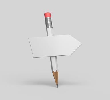 Education infographic design pencil and road sign elements. educational signpost 3d illustration photo