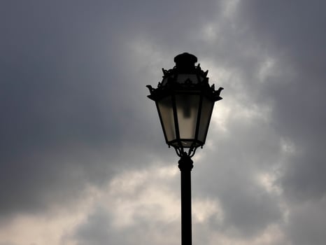 public street lamps backlit on a white background photo