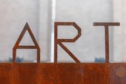 Rusty metal sign. letters ART photo