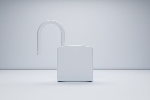3D illustration of the white  metal padlock isolated on white  background photo