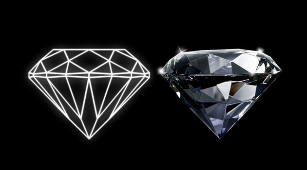 Dazzling diamond and Diamonds in a flat style on black background photo