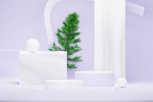 3d render Pastel Purple minimal background with podium stand. Purple stage platform for cosmetic product presentation and advertising. Studio scene with showcase pedestal in clean design. photo