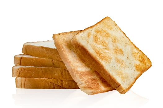 Toasted slice bread isolated on white background photo