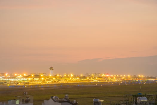 Ho Chi Minh city, Vietnam - FEB 20 2022 the international airport of Tan Son Nhat International Airport, the international airport in Saigon Ho Chi Minh city, southern Vietnam in night. photo