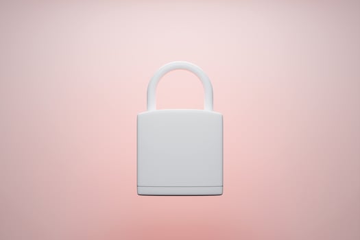 3D illustration white   lock icon open on pink isolated background photo