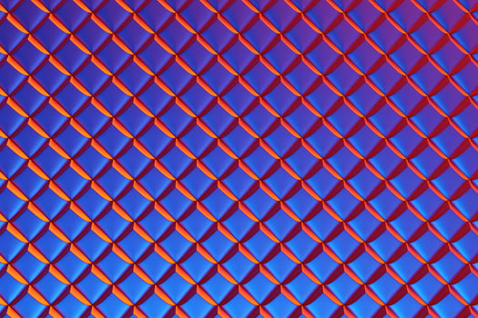 3D rendering. Blue and pink pattern of cubes of different shapes. Minimalistic pattern of simple shapes. Bright creative symmetric texture photo