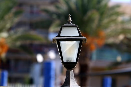 Street lighting lamp at night. photo