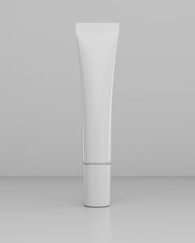 Realistic tube mockup. White plastic tube for toothpaste, cream, gel and shampoo Template for medicine or cosmetics 3d illustration photo