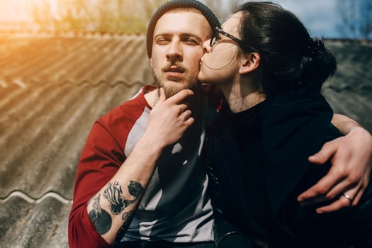 couple on the roof photo