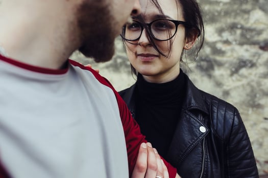 couple posing outside photo