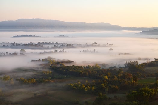 Misty morning sunrise in Khao Takhian Ngo View Point at Khao-kho Phetchabun,Thailand photo
