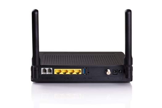 Black Wireless Router isolated on white background photo