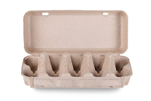 Eggs carton package isolated on white background photo