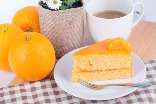 orange cake with coffee photo