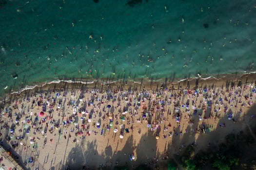 Aerial View of Crowd of People on the Beach photo