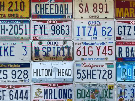 A Wall of Vintage License Plates photo