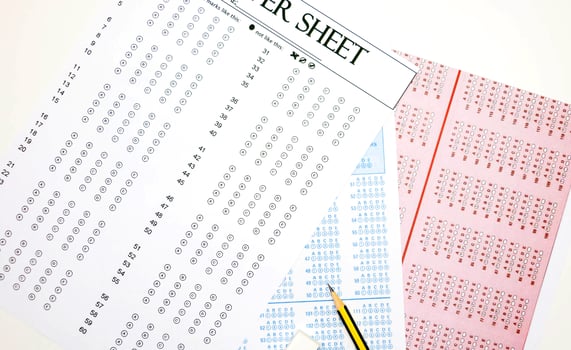 answer sheets on table photo