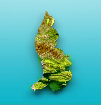 Liechtenstein Map Shaded relief Color Height map on the sea Blue Background 3d illustration photo