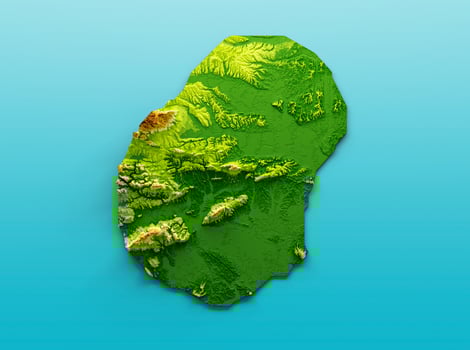 Nauru Map Shaded relief Color Height map on the sea Blue Background 3d illustration photo