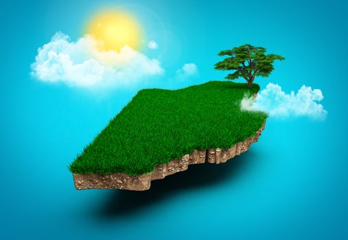 Belize Map, Realistic 3D Map of Belize Clouds Tree sun rays on bright blue Sky 3d illustration photo