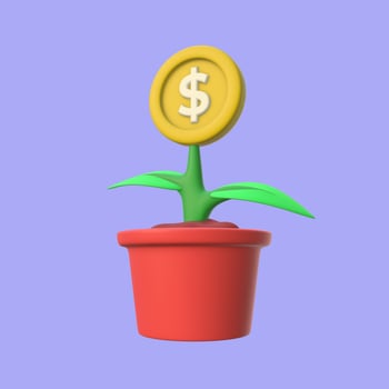 3D Money Plant Investment Illustration photo