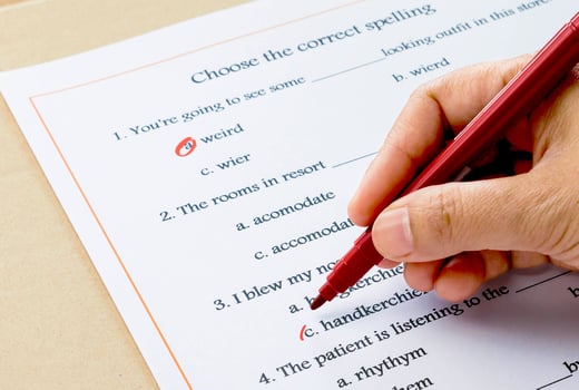 english grammar exercise on table photo