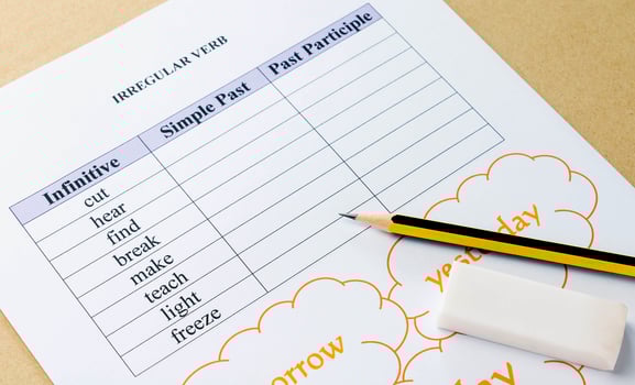english grammar exercise on table photo