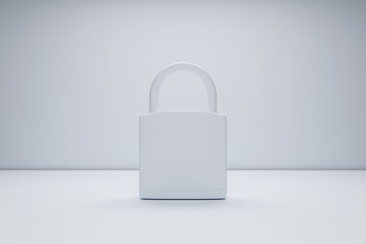 3D illustration of the white  metal padlock isolated on white  background photo