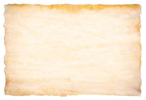 old parchment paper sheet vintage aged or texture isolated on white background photo