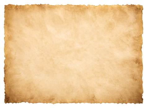 old parchment paper sheet vintage aged or texture isolated on white background photo