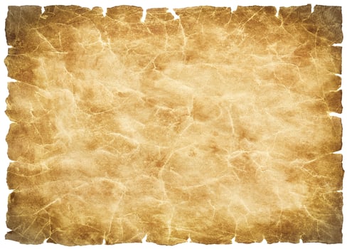 old parchment paper sheet vintage aged or texture isolated on white background photo