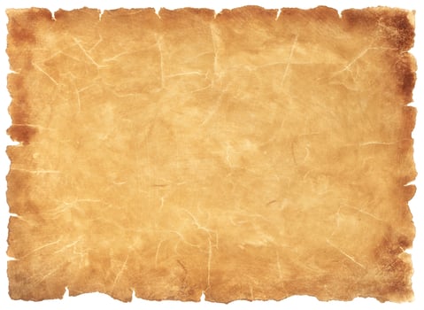 old parchment paper sheet vintage aged or texture isolated on white background photo