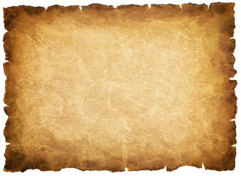 old parchment paper sheet vintage aged or texture isolated on white background photo