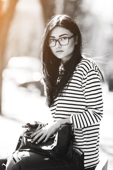Beautiful model talking on the phone photo