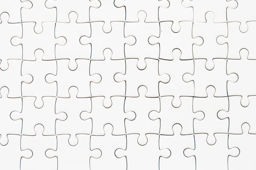 White jigsaw puzzle pattern background. Jigsaw backdrop for web site, marketing, app and logo template. Creative art concept, vector illustration, eps 10, business success, teamwork photo