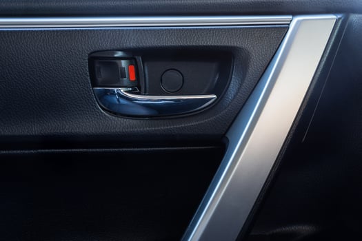 Door handle inside the modern car is black interior photo
