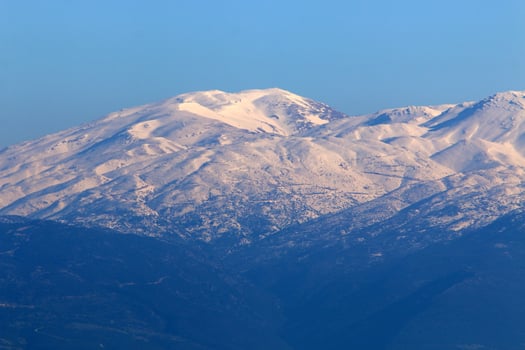 There is snow on Mount Hermon in northern Israel. photo