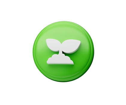 3d illustration of glossy leaves icon isolated on white background photo