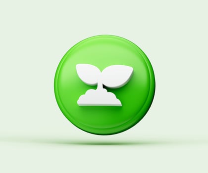3d illustration of glossy leaves icon isolated on green background with shadow photo