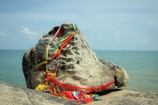 Hin Hua Nai Rang Stone at Kao Seng port of Songkhla City Southern of Thailand. Southern yard of the rock where the locals called this place HUA NAI RAENG photo