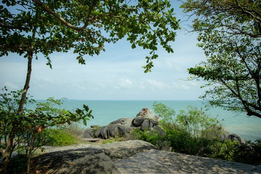 Hin Hua Nai Rang Stone at Kao Seng port of Songkhla City Southern of Thailand. Southern yard of the rock where the locals called this place HUA NAI RAENG photo