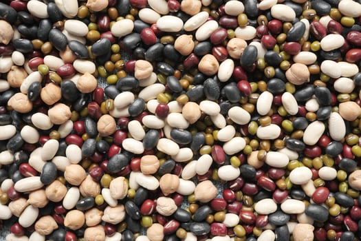 close up of mixed beans in a bowl photo