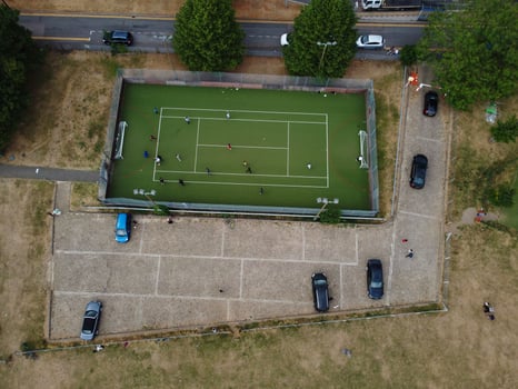 Aerial view and high angle footage of Playground at Luton City of England UK photo