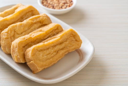 fried tofu with sauce photo