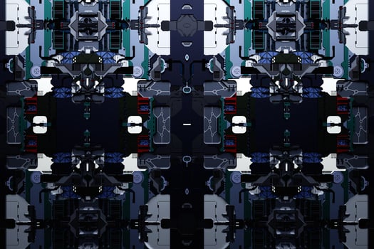 3d illustration of a realistic model of a robot or  colorful cyber armor. photo