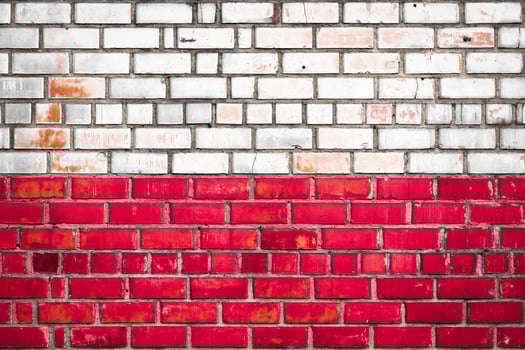 National  flag of the  Poland on a grunge brick background. photo