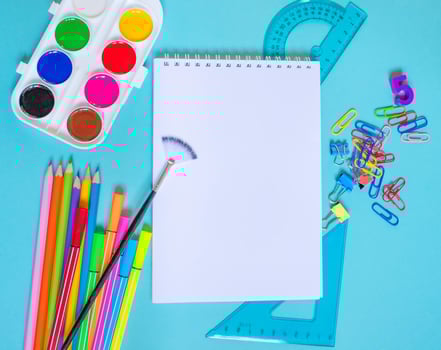 purchase of school stationery. learning concept. preparation for school photo