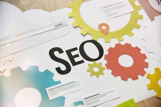 Website development and SEO concept. Concept for website and mobile website development and optimization, app development, responsive design optimization, social media and network, cloud computing. photo
